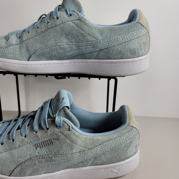 Puma Womens Suede Vikky 367991 01 Light Blue Shoes - Picture 2 of 12